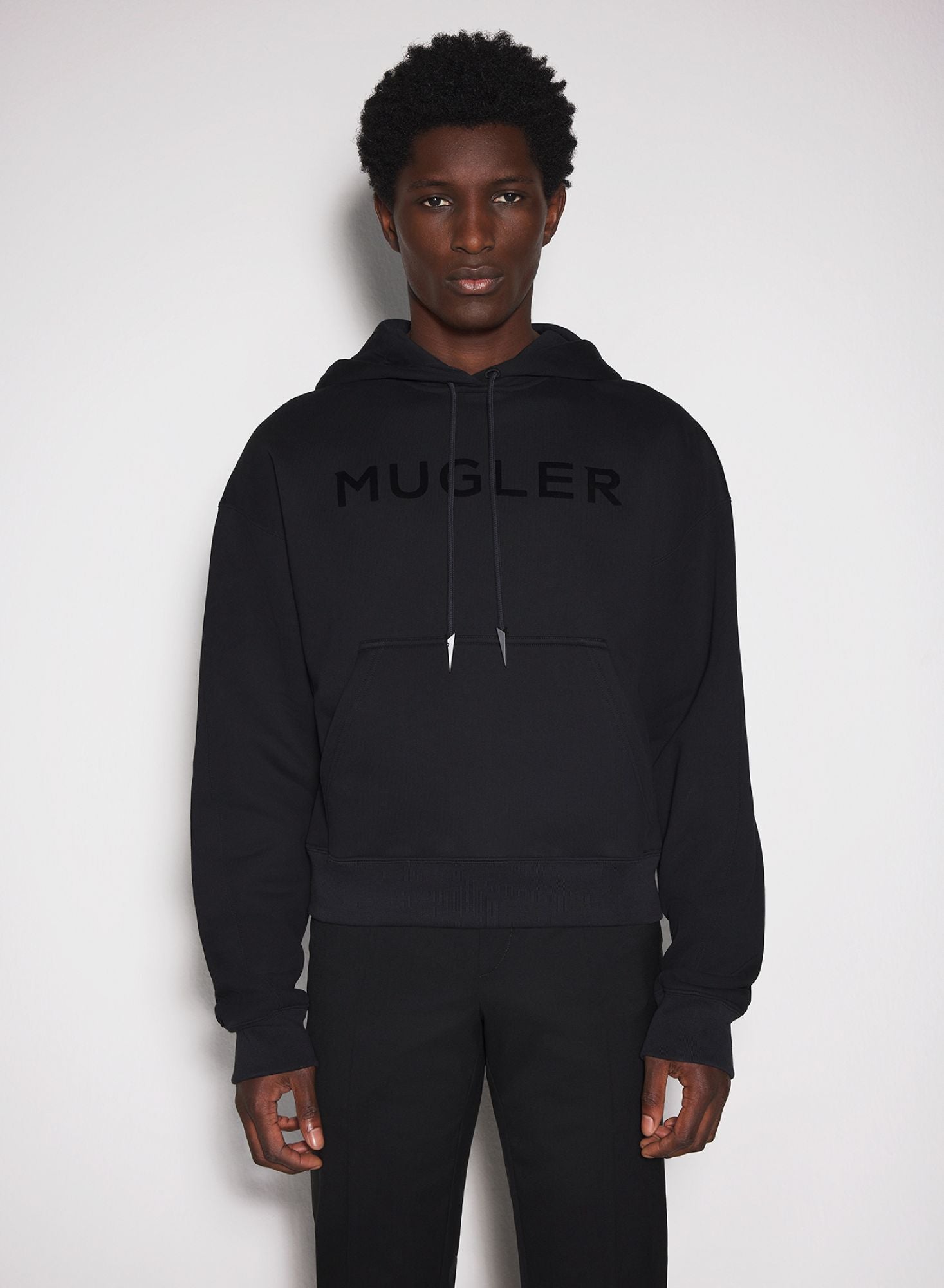 BLACK MUGLER LOGO HOODIE