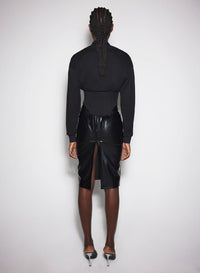 BLACK // black corseted polo