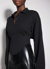 BLACK // black corseted polo