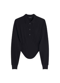 BLACK // black corseted polo