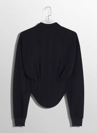BLACK // black corseted polo