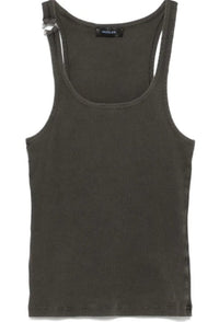 WHITE PIERCED TANK TOP