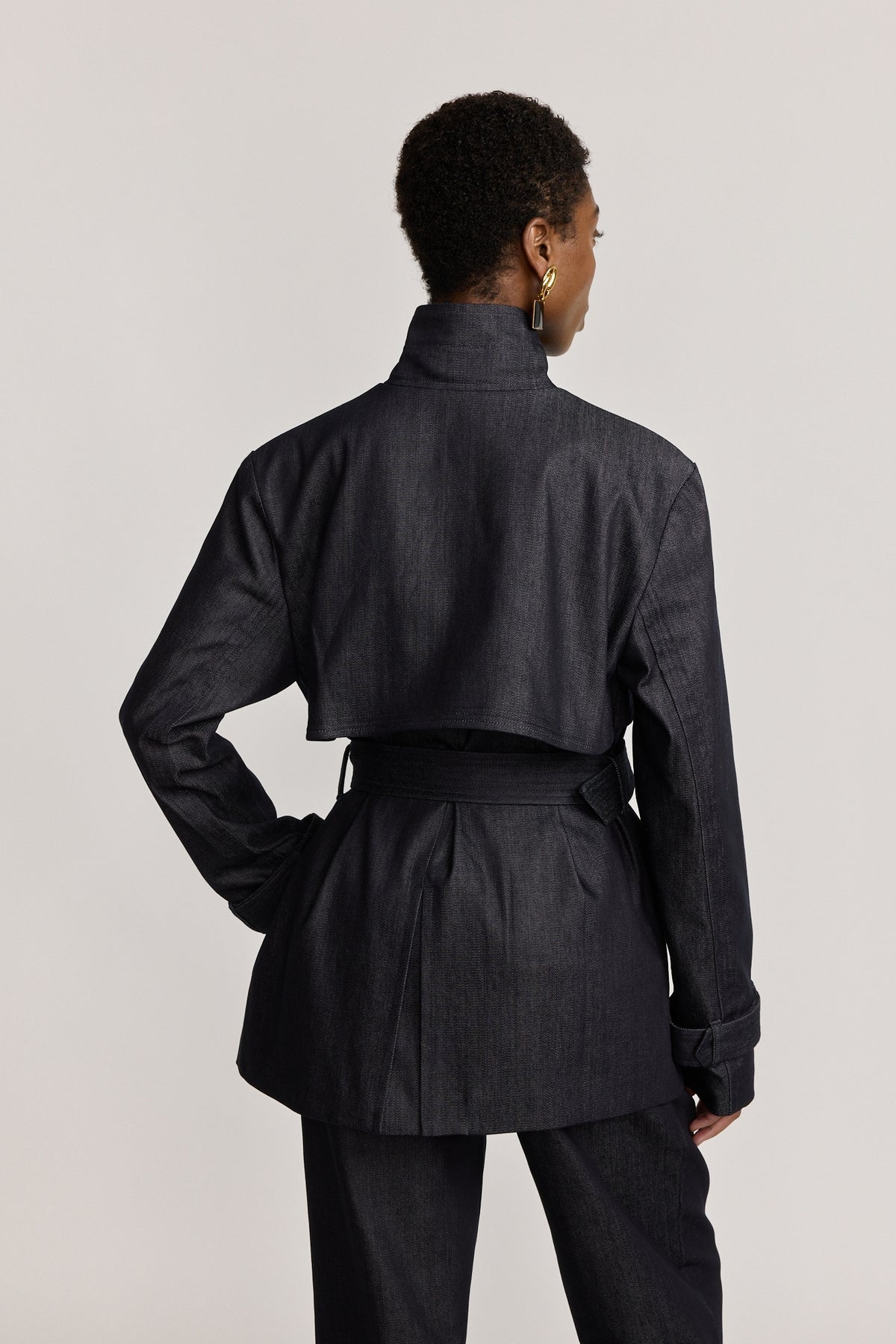 Trenchcoat court en denim - Dark Blue