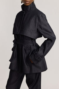 Trenchcoat court en denim - Dark Blue