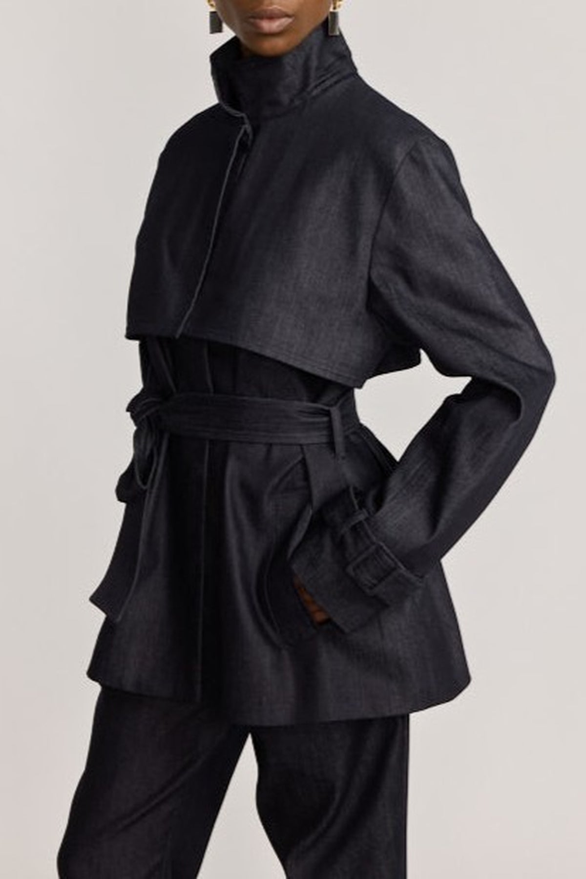 Trenchcoat court en denim - Dark Blue