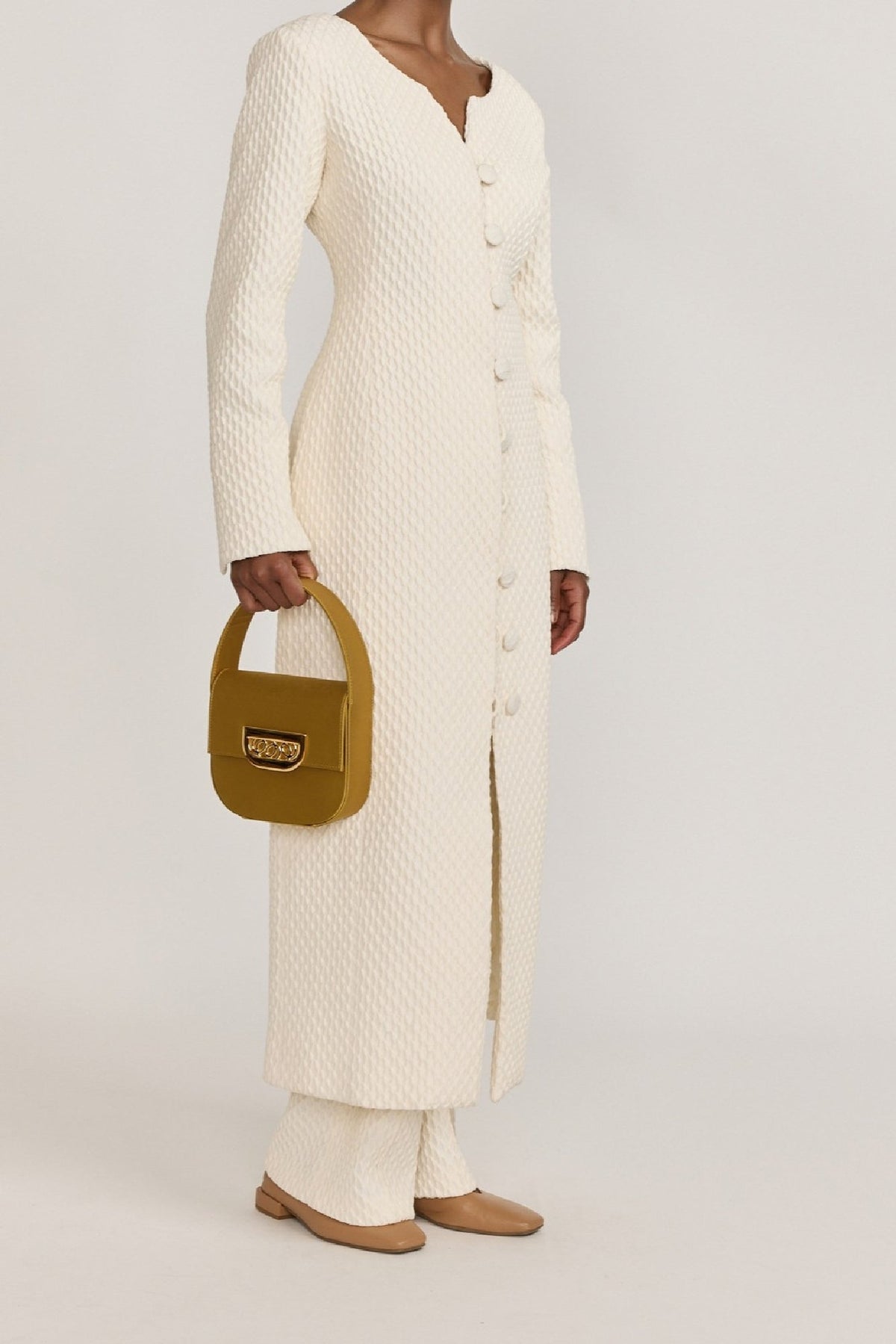 Manteau Carmen texturé longiligne - Écru