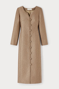 SPECKLED BEIGE CARMEN CREPE manteau texturé longiligne