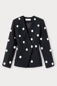Veste croisée Aloise à boutons allover - Black & White