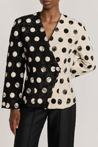 BLACK & WHITE ALOISE POLKA DOTS blazer à pois