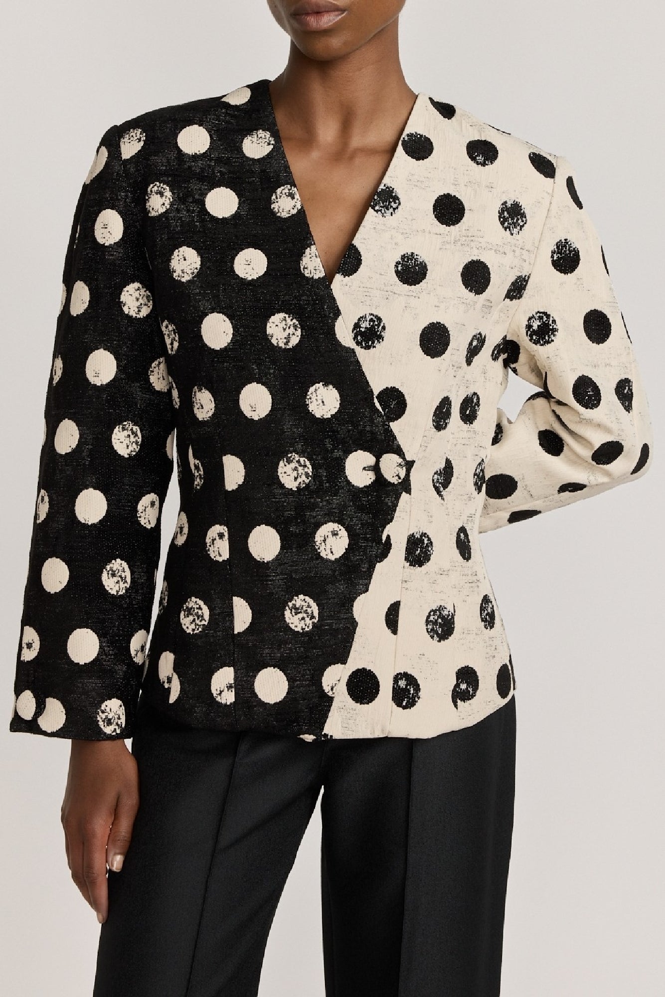 BLACK & WHITE ALOISE POLKA DOTS blazer à pois