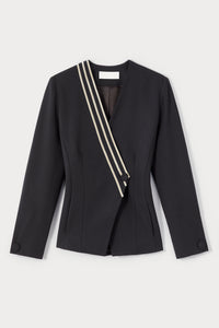 Veste croisée Aloise avec rubans en velours - Black