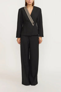 Veste croisée Aloise avec rubans en velours - Black
