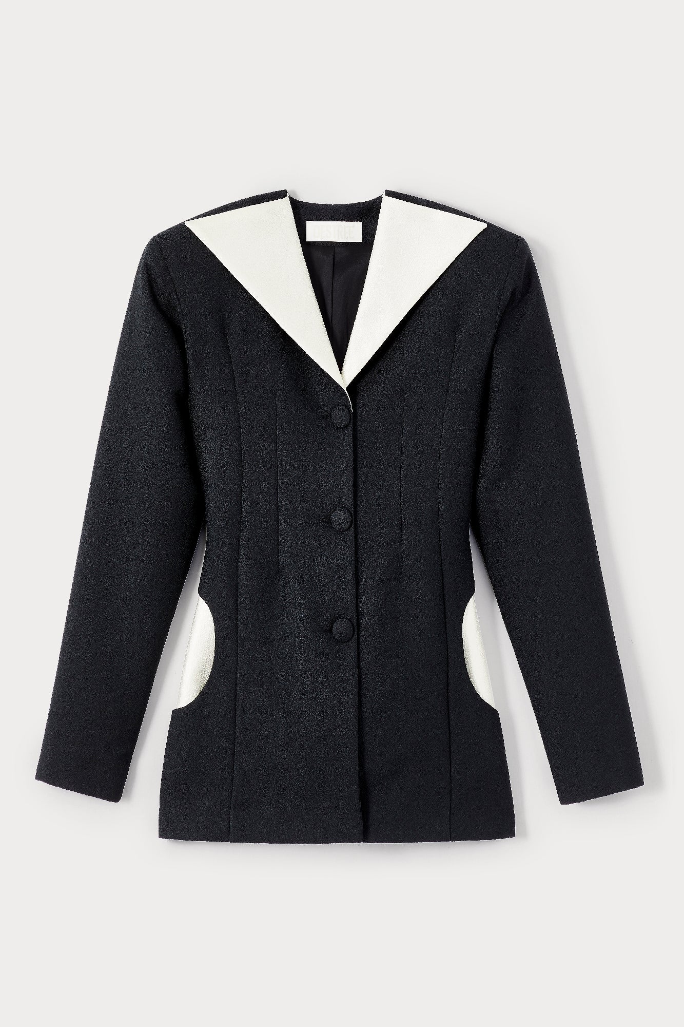 BLACK & ECRU MARCIN CREPE 2 veste à revers larges et détails de boutons