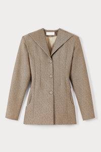 SPECKLED BEIGE MARCIN CREPE veste à revers larges et détails de boutons