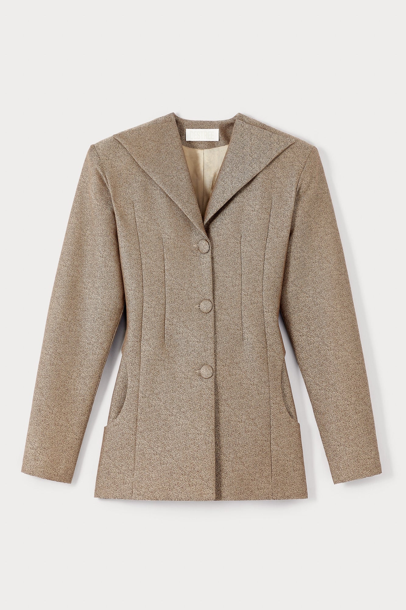 SPECKLED BEIGE MARCIN CREPE veste à revers larges et détails de boutons