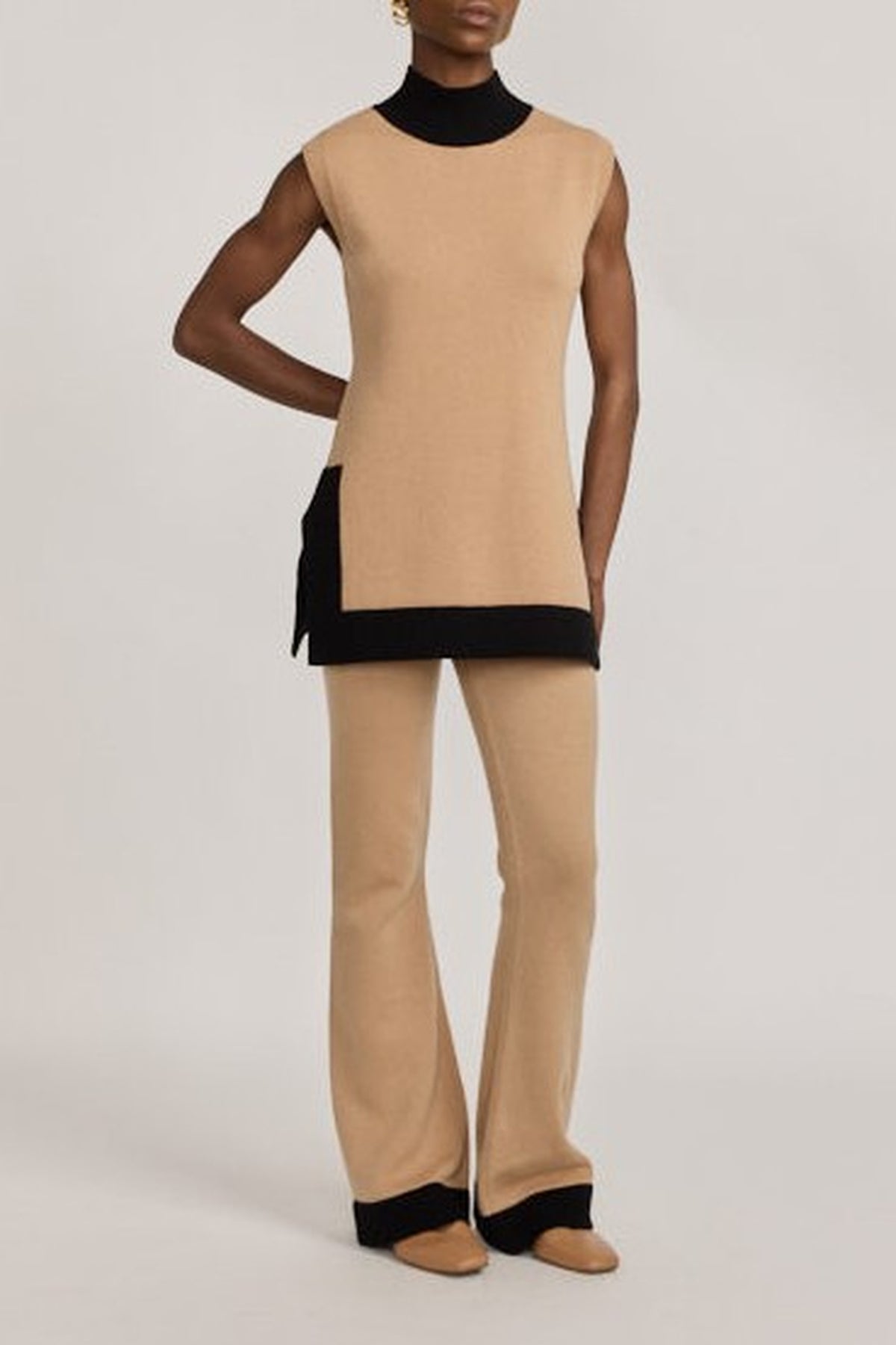 Pantalon Lorna en maille laine - Beige & Black
