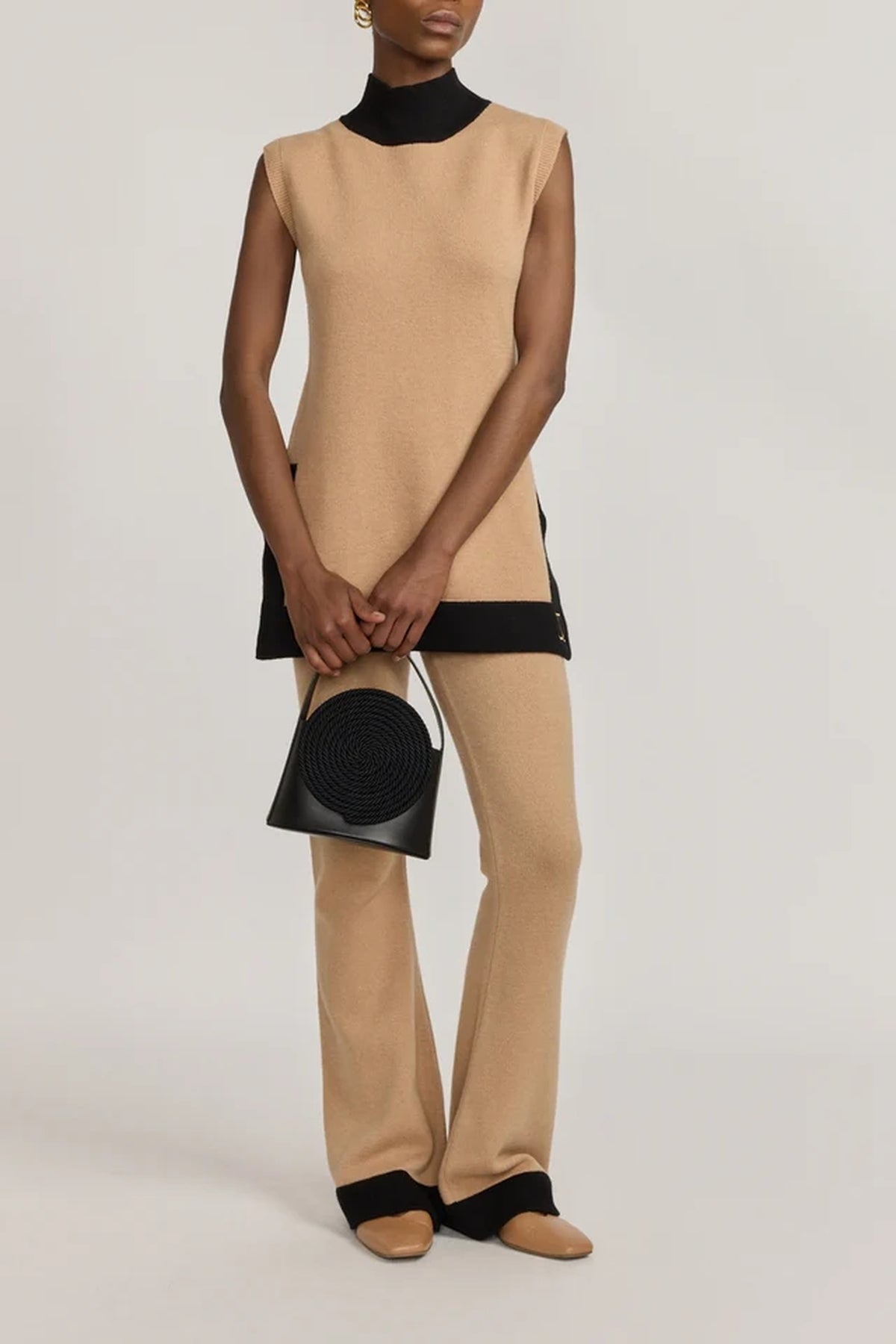 Pantalon Lorna en maille laine - Beige & Black
