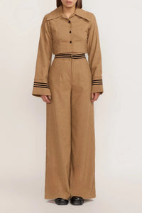 Pantalon Lenore large en laine - Beige