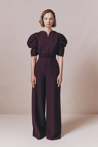Pantalon large Lenore avec rubans à la taille - Burgundy