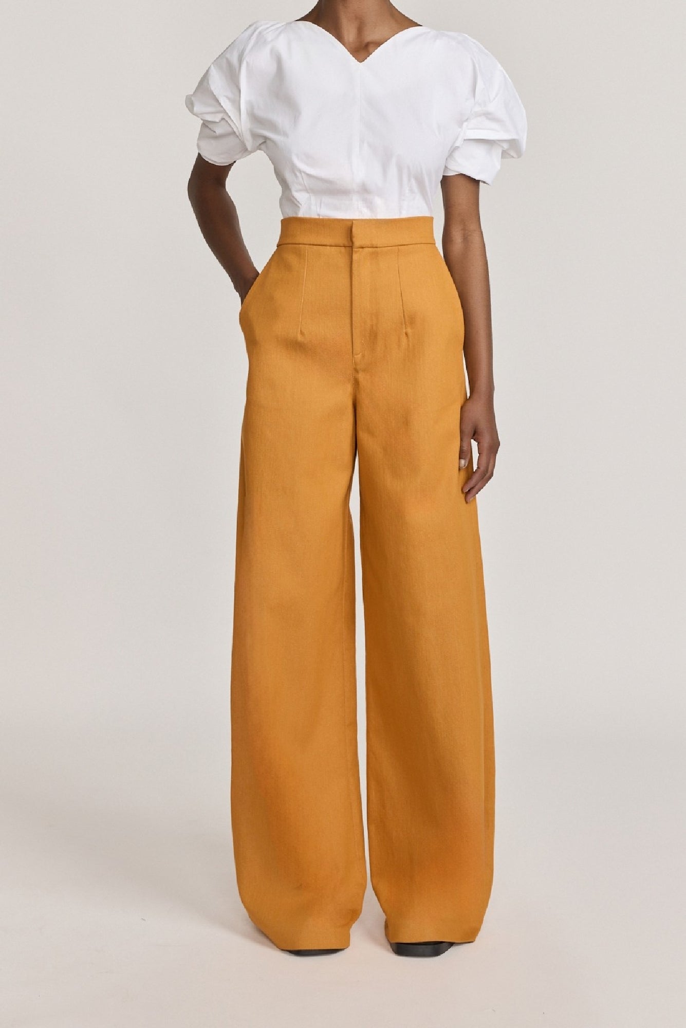 ORANGE LENORE DENIM pantalon large en denim