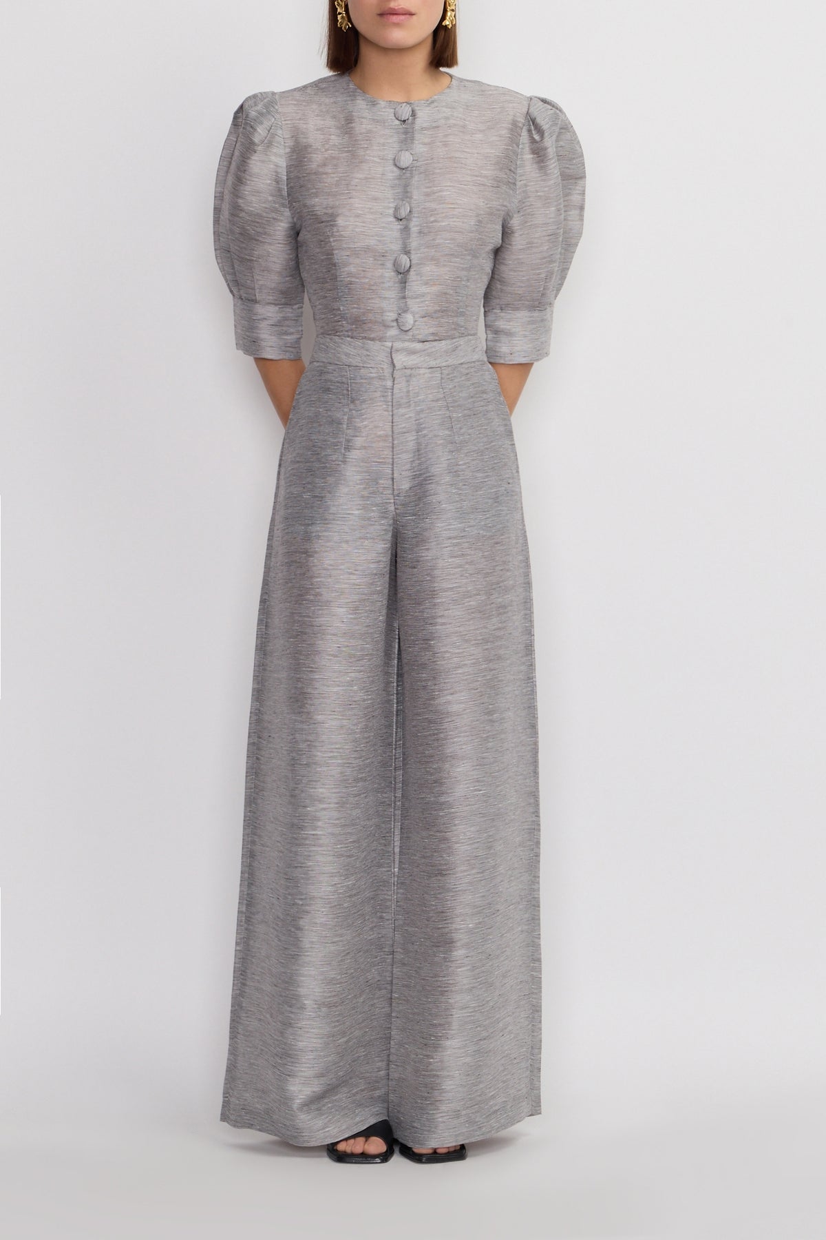Pantalon large Lenore à rayures fines - Grey