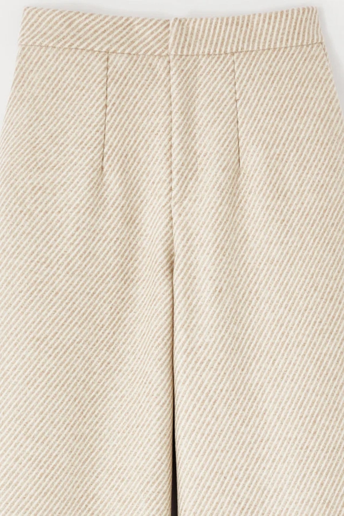 Pantalon large Lenore en lainage épais - Beige