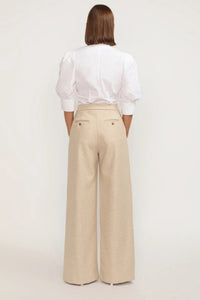 Pantalon large Lenore en lainage épais - Beige