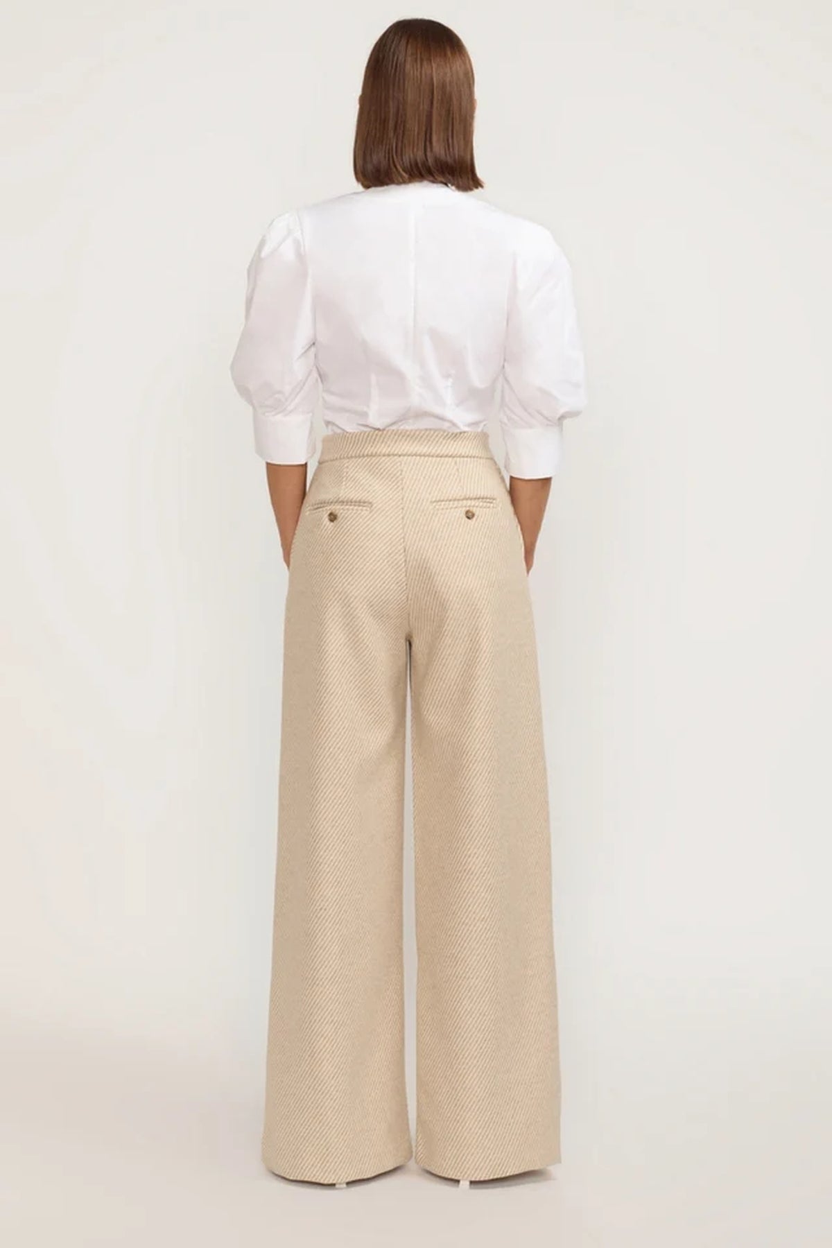 Pantalon large Lenore en lainage épais - Beige
