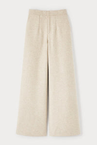 Pantalon large Lenore en lainage épais - Beige