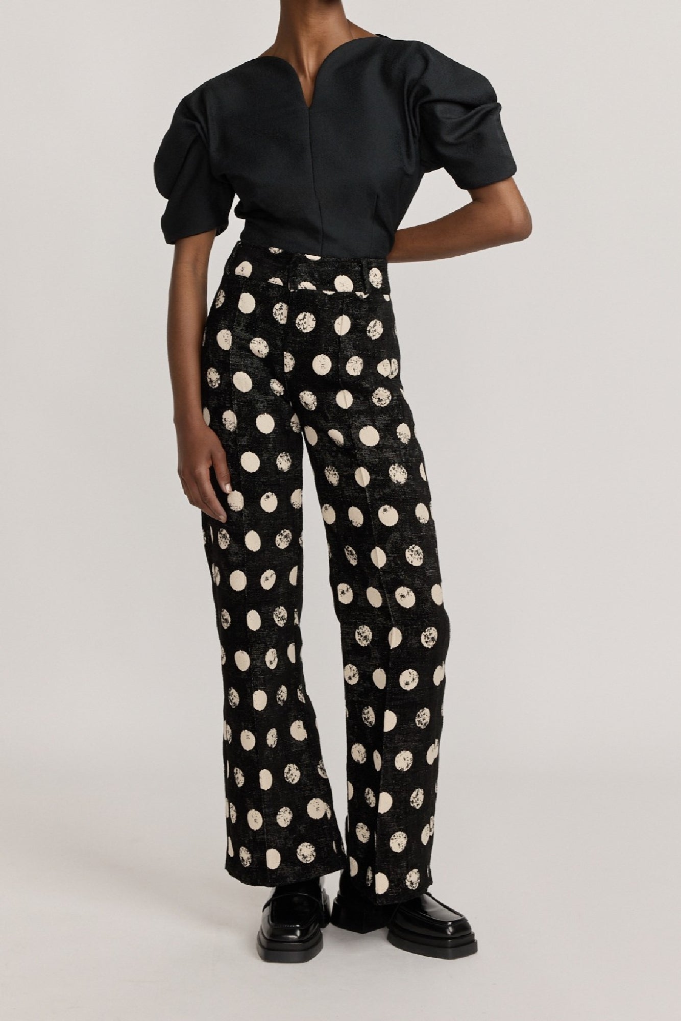 BLACK  YOSHI POLKA DOTS 2 pantalon évasé à pois