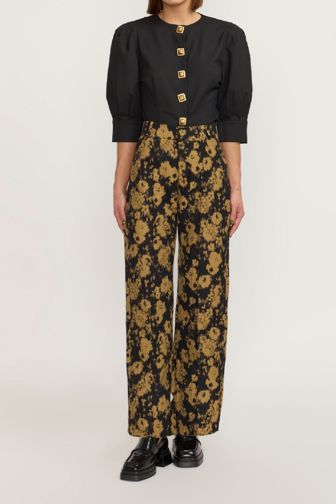 BLACK & OCHRE YOSHI BLURRY Pantalon évasé flou