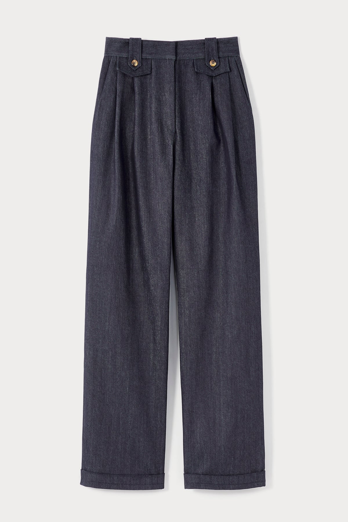 Pantalon Charlot à pince en denim brut - Dark Blue