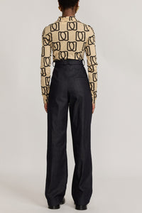 Pantalon Charlot à pince en denim brut - Dark Blue