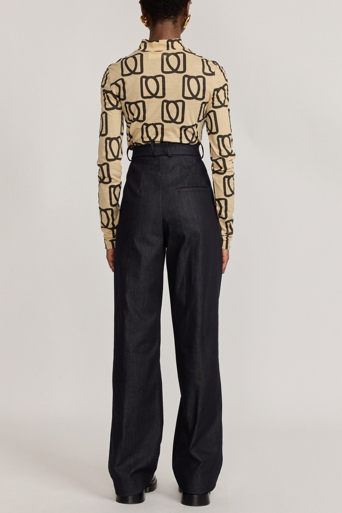 Pantalon Charlot à pince en denim brut - Dark Blue
