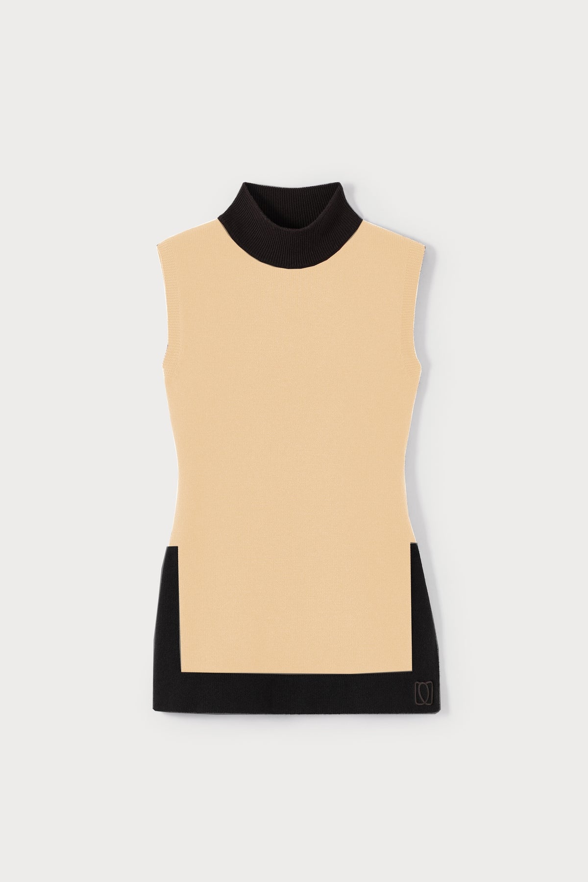 Pull Elaine sans manche en laine - Beige & Black