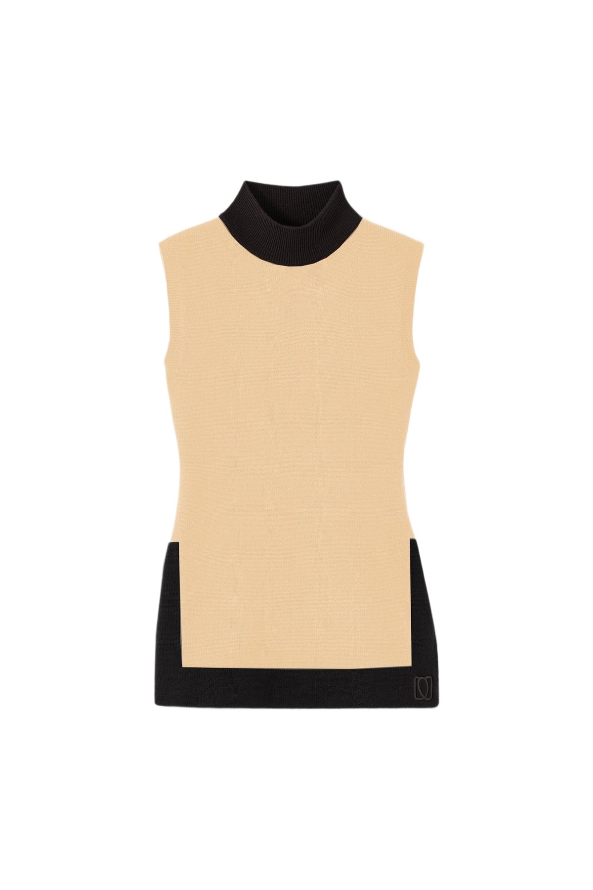 Pull Elaine sans manche en laine - Beige & Black
