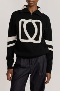 Pull Doris col camion en laine - Black & White