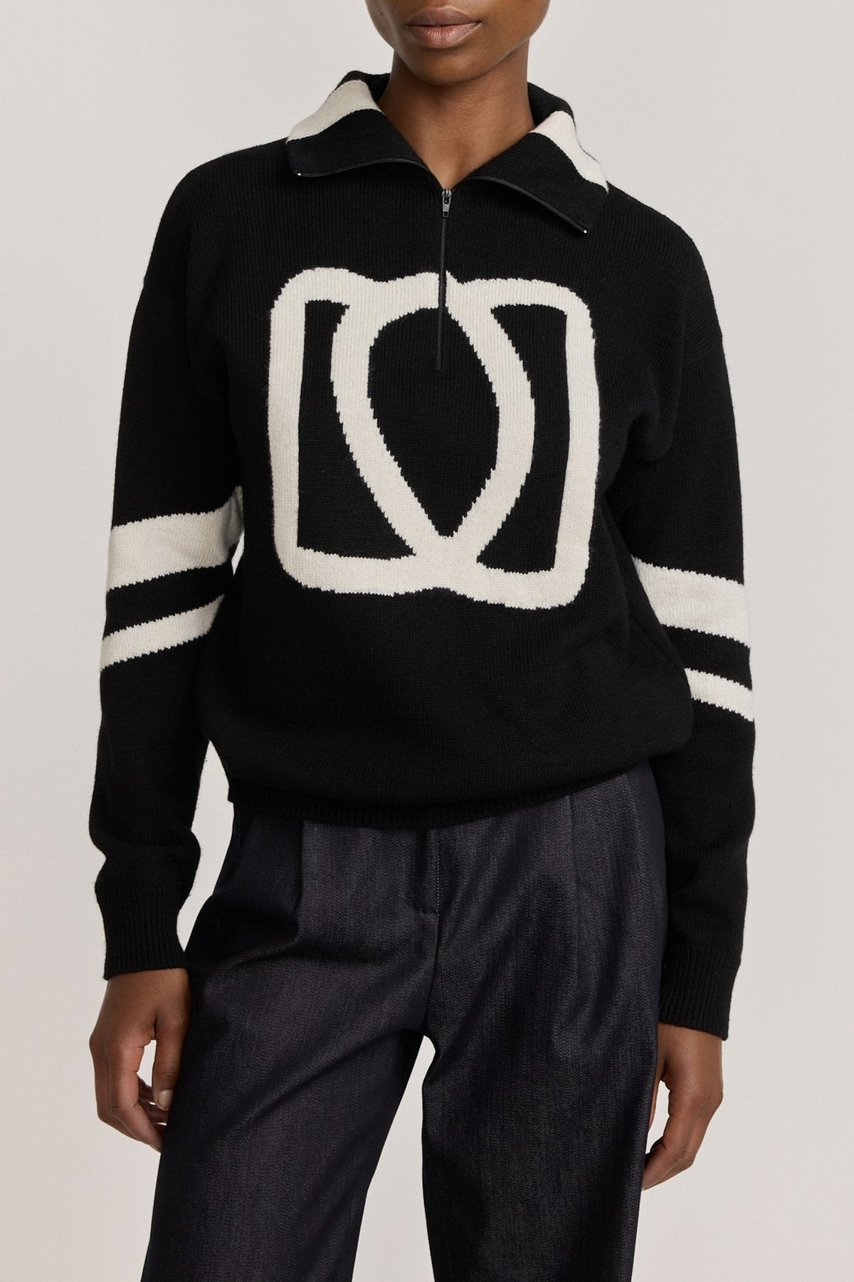 Pull Doris col camion en laine - Black & White