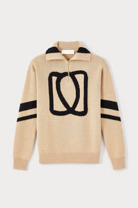 Pull Doris col camion en laine - Beige & Black