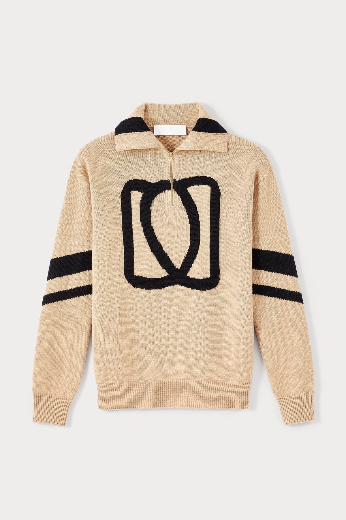 Pull Doris col camion en laine - Beige & Black