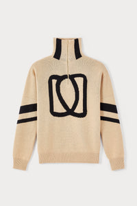Pull Doris col camion en laine - Beige & Black