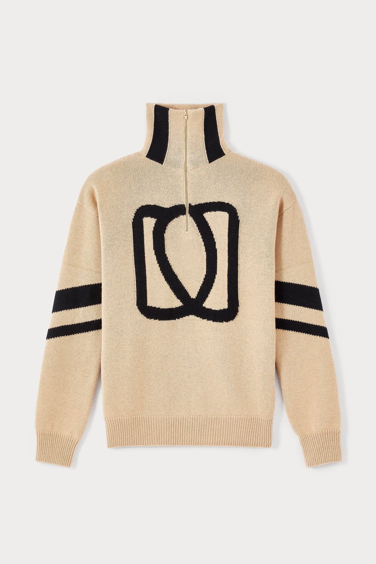 Pull Doris col camion en laine - Beige & Black