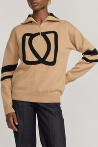 Pull Doris col camion en laine - Beige & Black