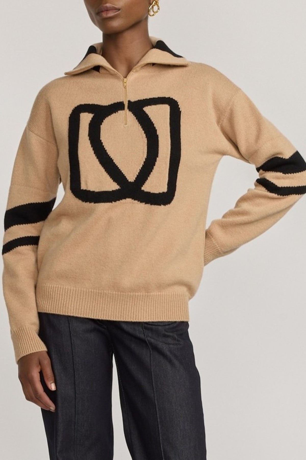 Pull Doris col camion en laine - Beige & Black