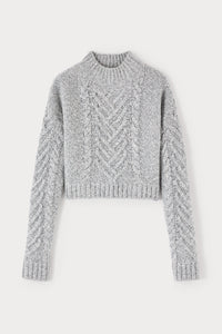 18qty NEW / GREY DAMIEN CABLE Pull court en laine