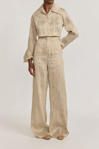 BEIGE CHIHO VEIL STRIPES chemise courte rayée