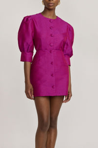 FUCHSIA JASPER CREPE chemisier en crêpe à manches bouffantes
