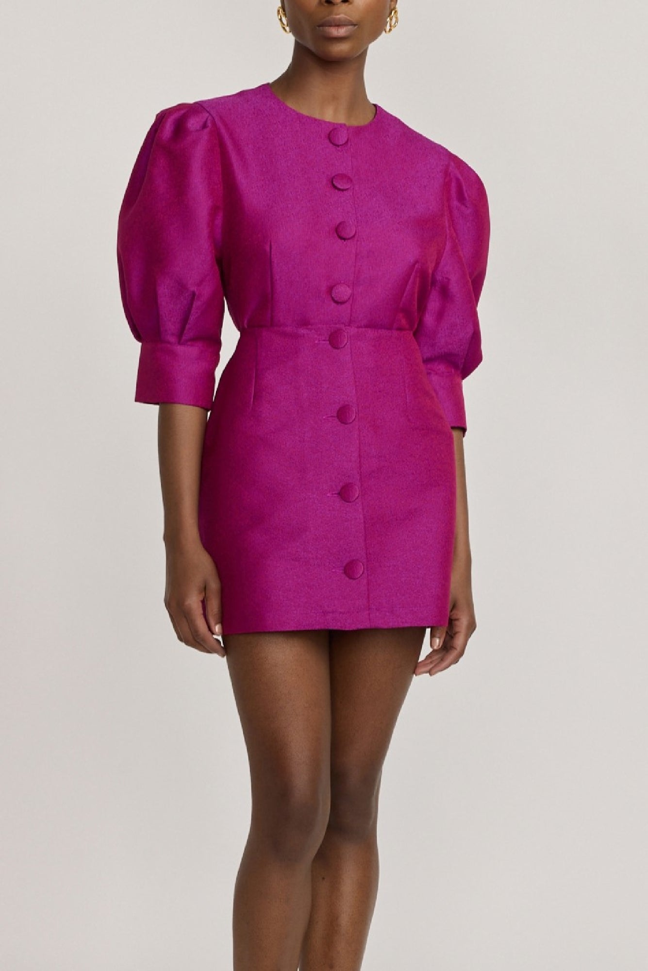 FUCHSIA JASPER CREPE chemisier en crêpe à manches bouffantes