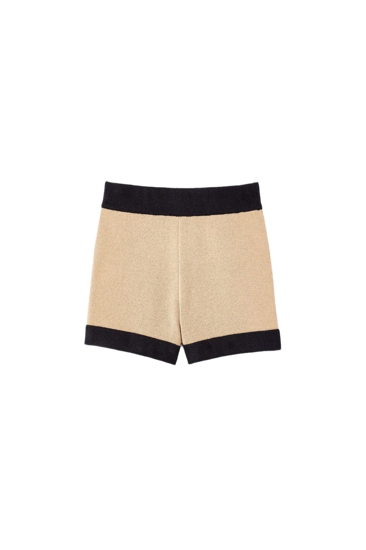 Mini short Prune en maille laine - Beige & Black