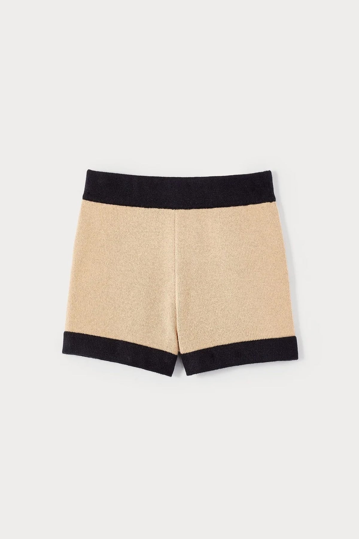 Mini short Prune en maille laine - Beige & Black